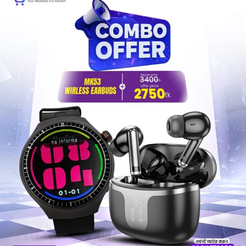 Smart Watch Mk 53 & Hoco Eq 10 Plus Combo Offer